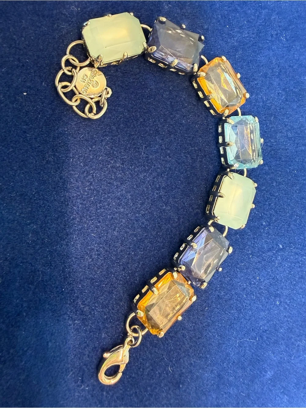 R.J. Graziano Statement Bracelet Multi Stone Gold Tone - Picture 6 of 15